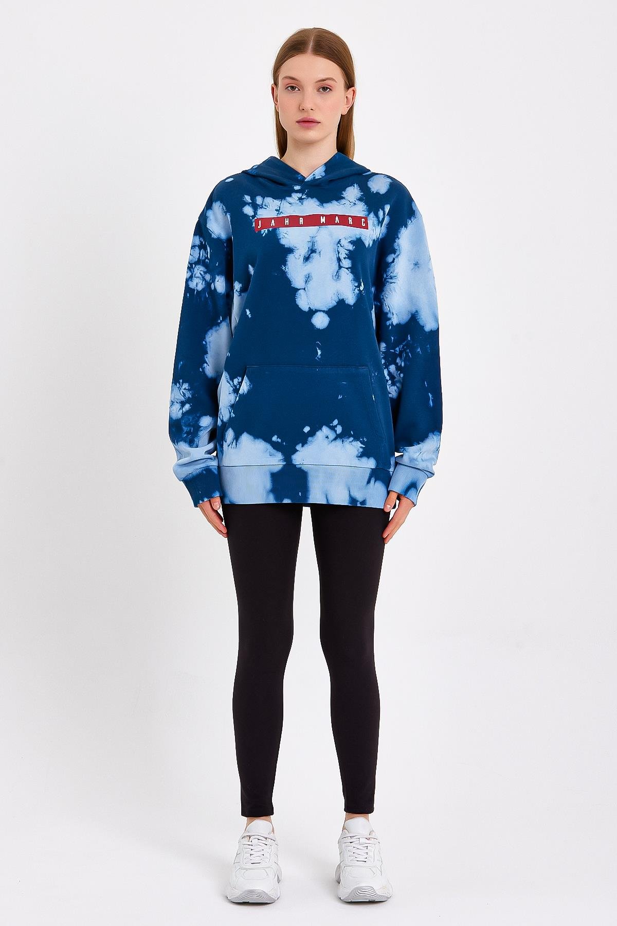 Batik Yıkamalı Mavi Oversize Sweatshirt
