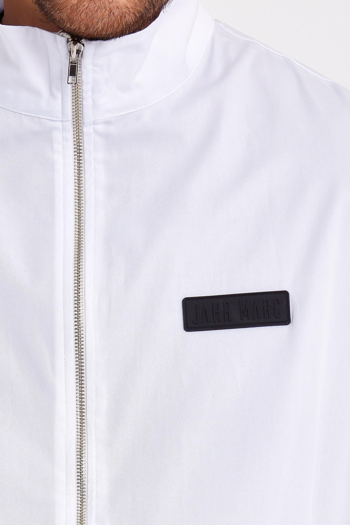 Beyaz Dik Yaka Erkek Yağmurluk