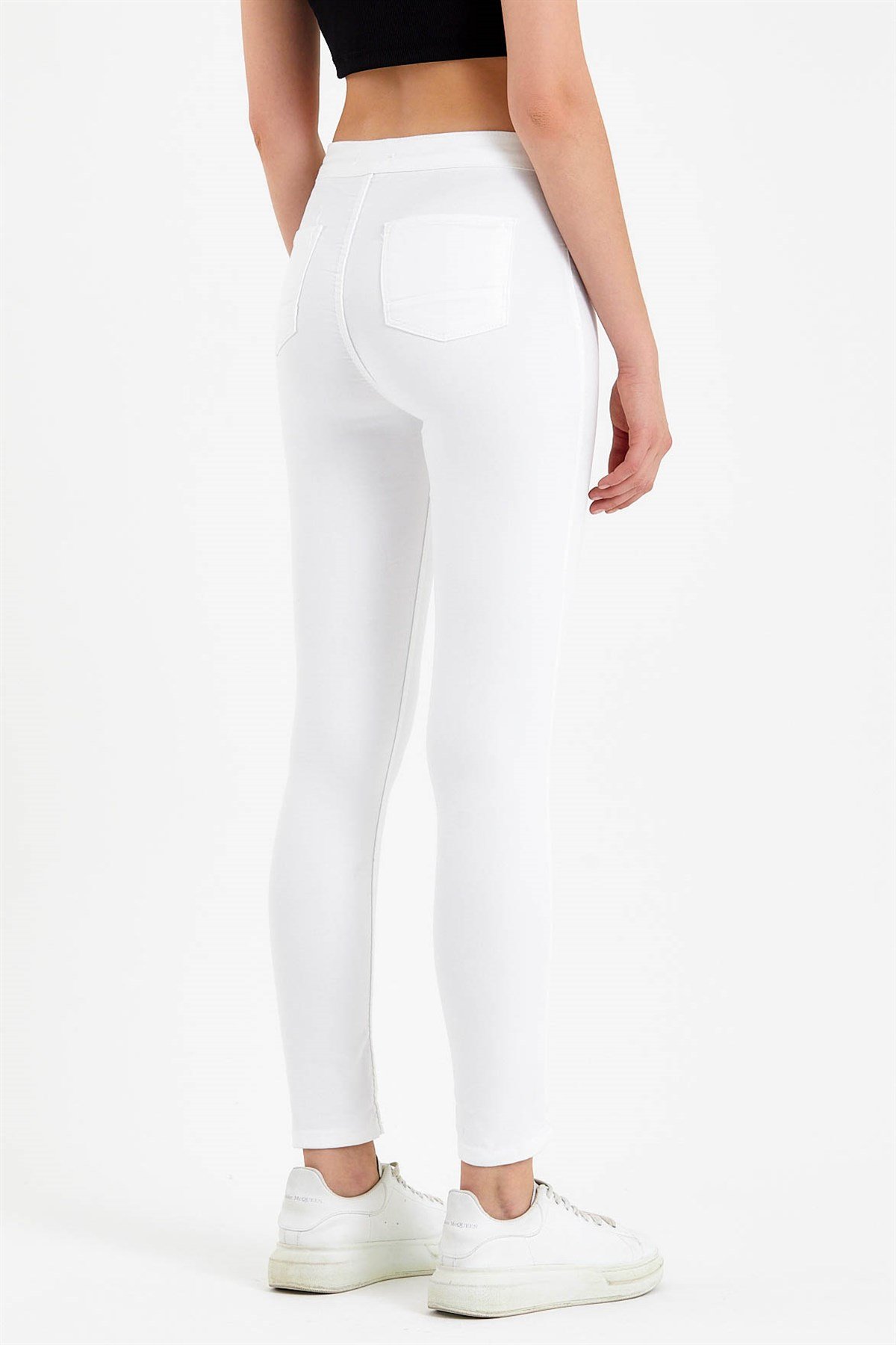 Beyaz Yüksek Bel Skinny Jean Pantolon