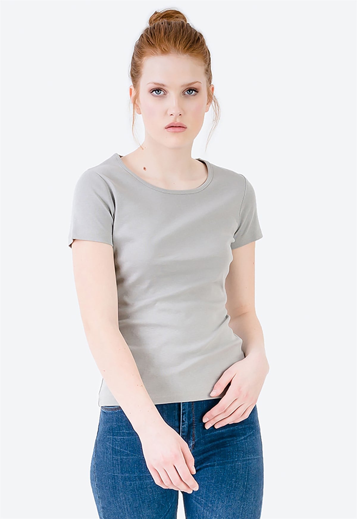 Rib Short Sleeve T-shirt in Grey