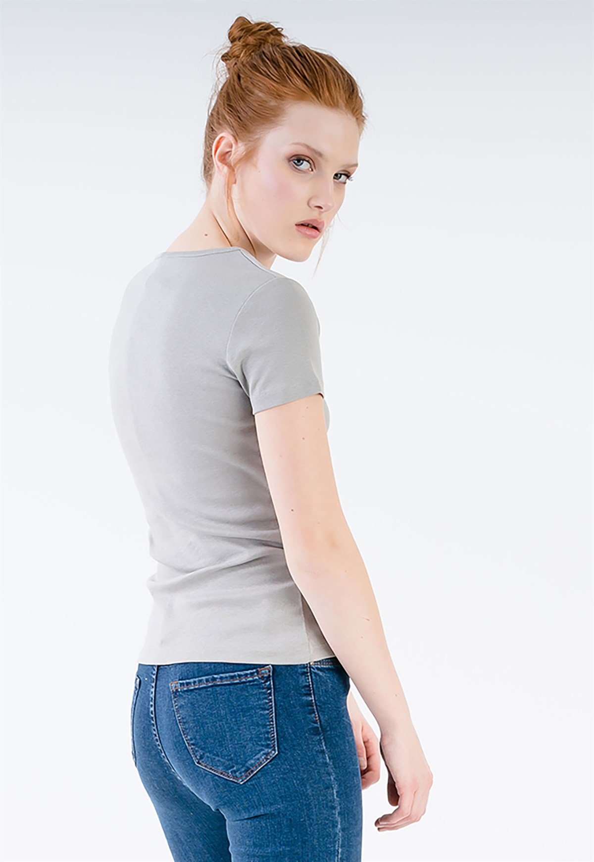 Rib Short Sleeve T-shirt in Grey