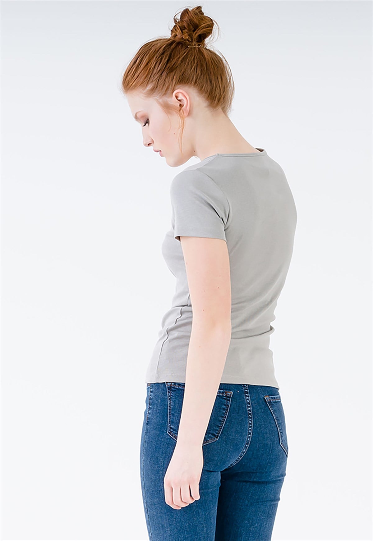 Rib Short Sleeve T-shirt in Grey