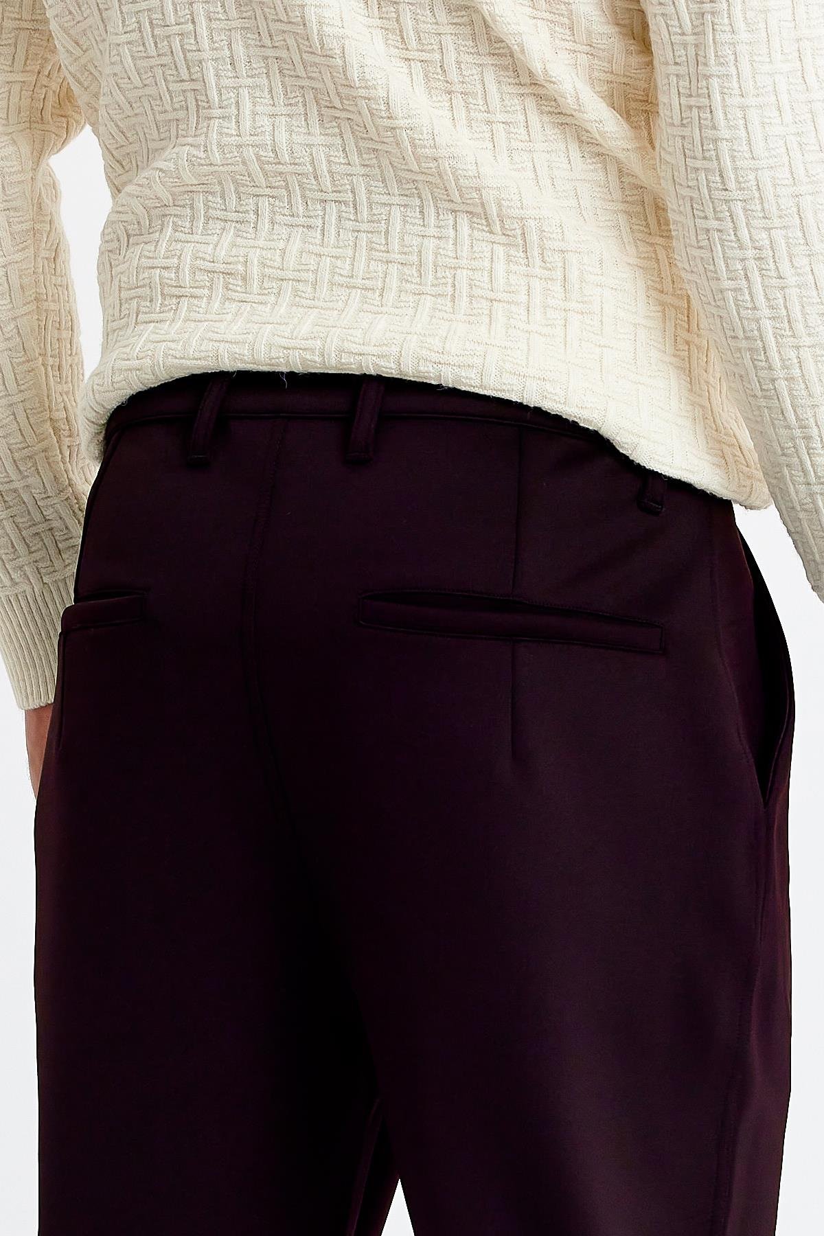 Bordo Yansımalı Rahat Kesim Erkek Pantolon