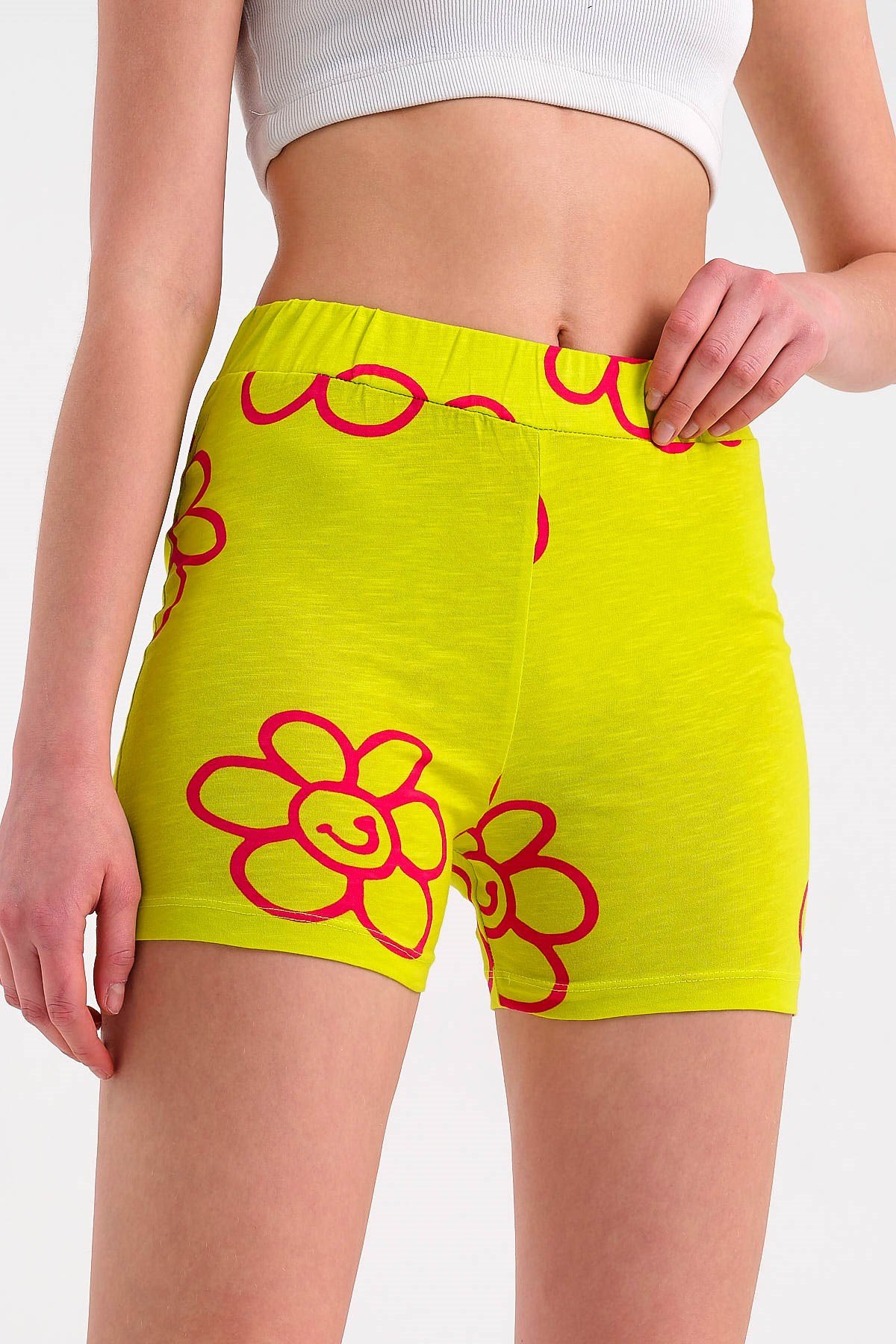 Flower Print Shorts in Yellow