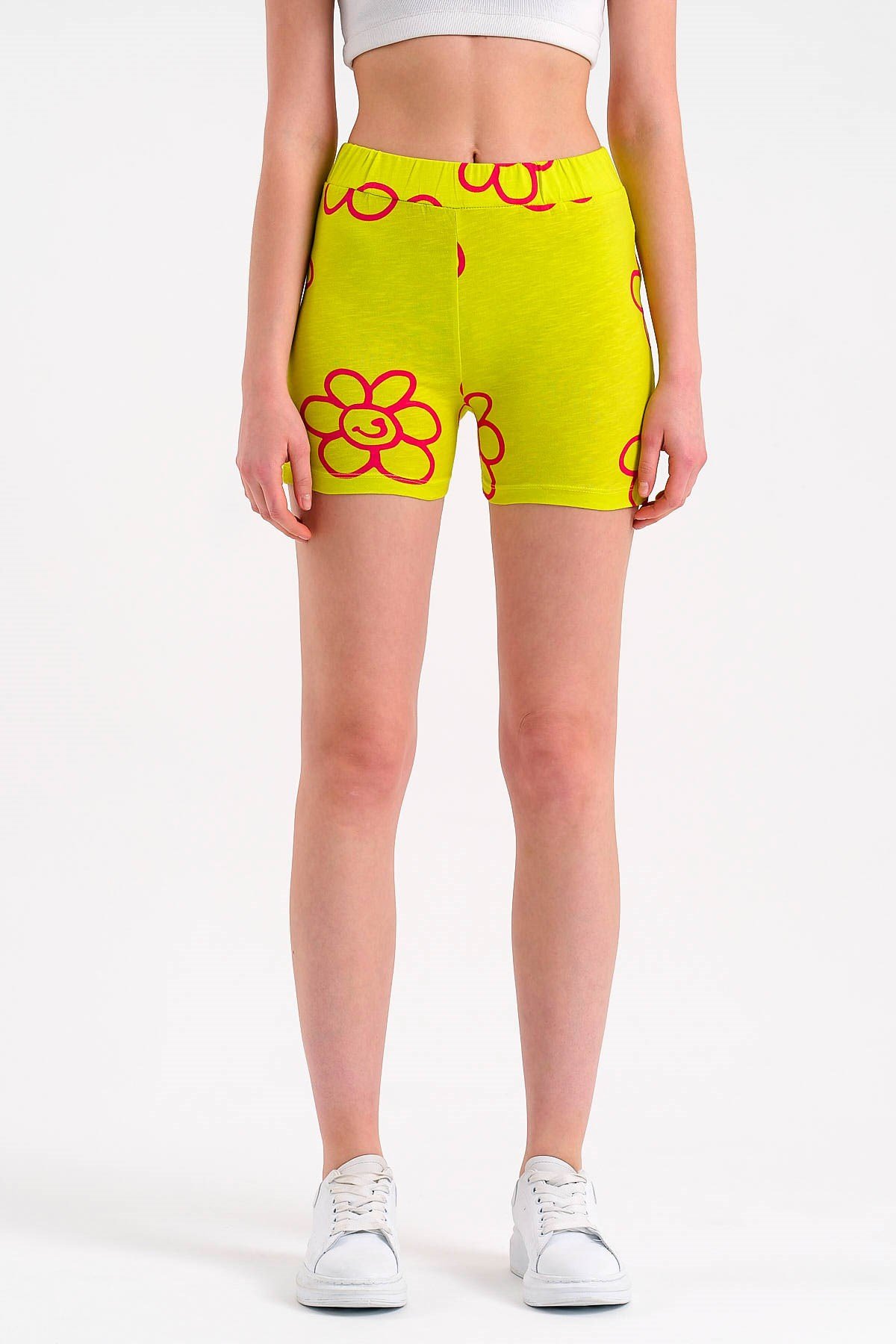 Flower Print Shorts in Yellow