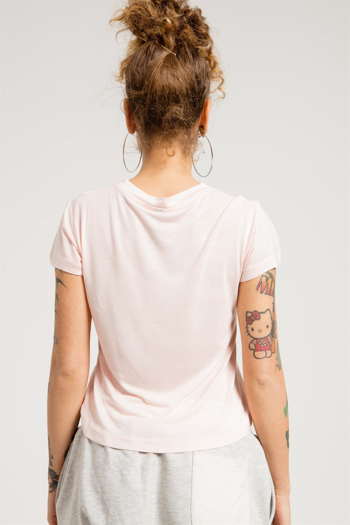 Cyberpink Baskılı Pembe Bisiklet Yaka Kadın T-shirt