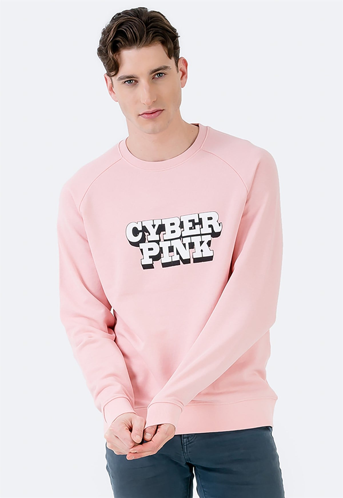 Cyberpink Print Sweatshirt in Pink