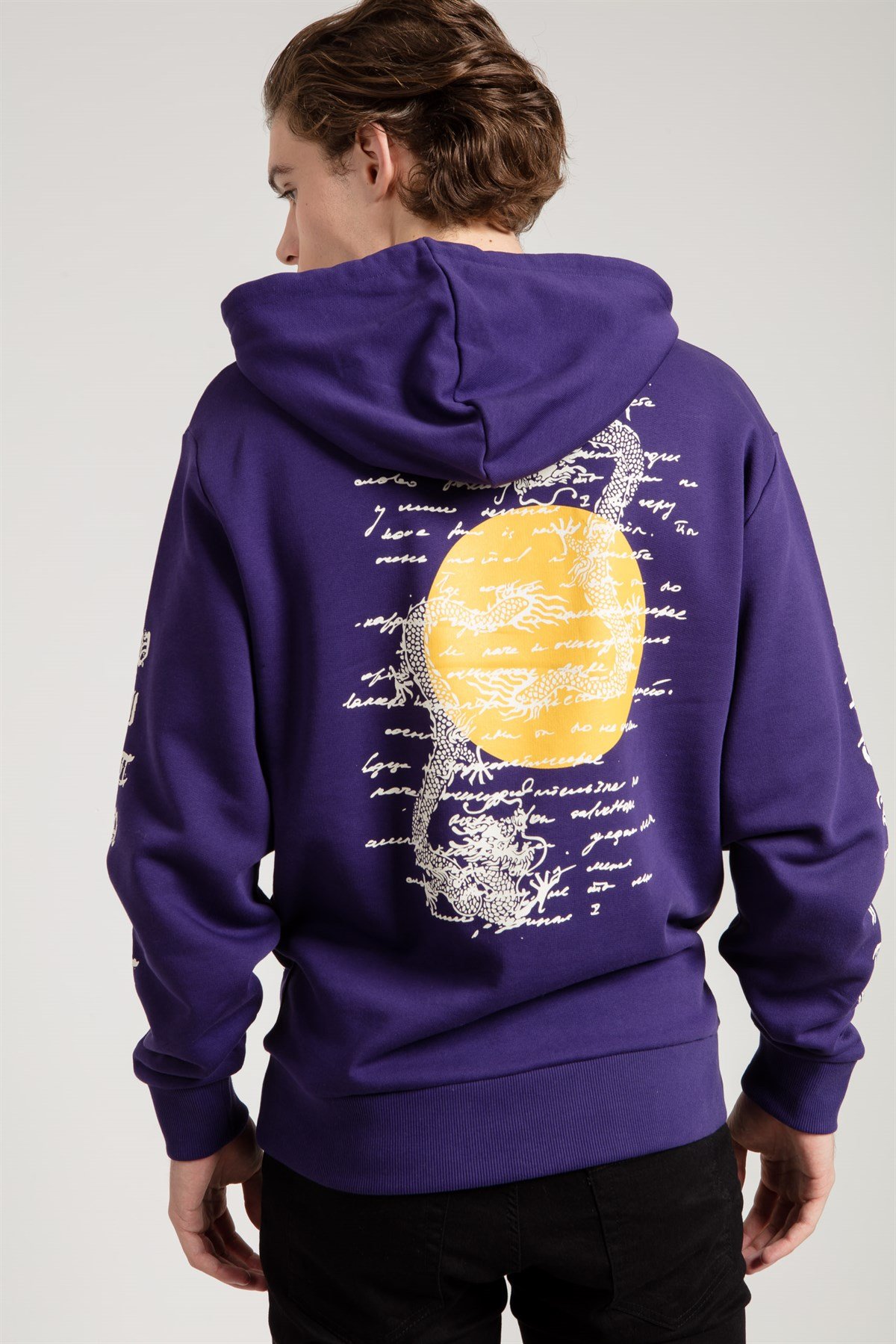 Oversized Sweatshirt in Purple with Dragon Print