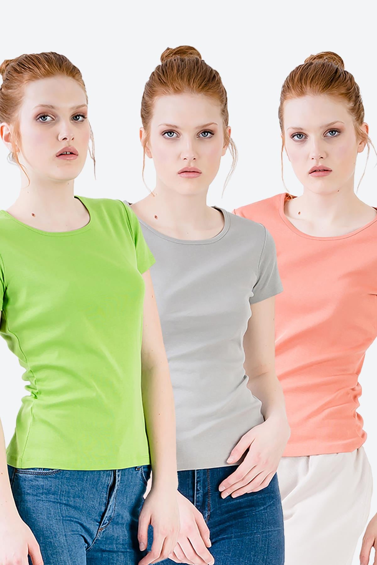 Ekonomik 3'lü Set Basic Kadın T-shirt