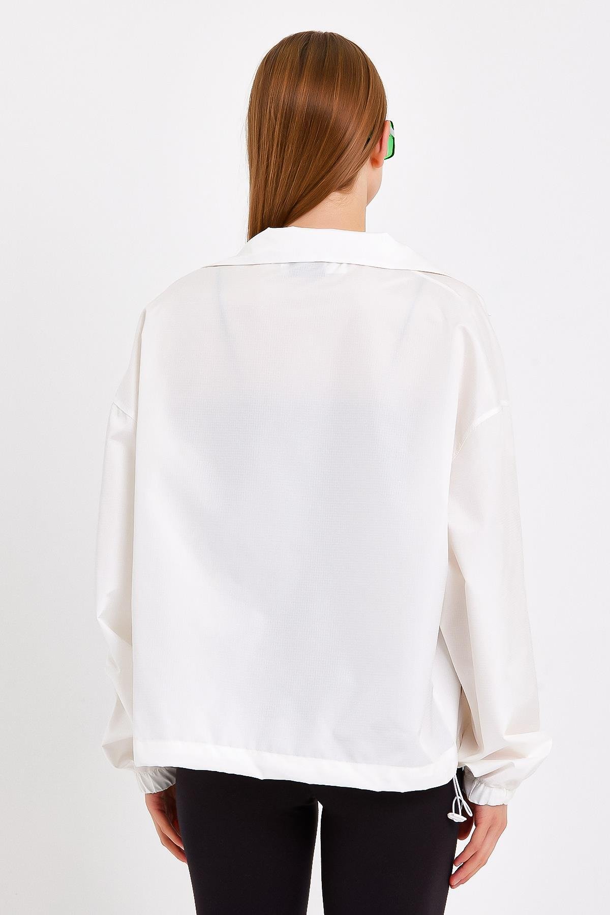 Ekru Beli Ayarlanabilir Lastikli Yağmurluk