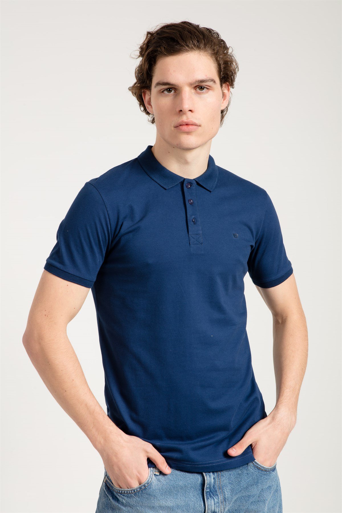 Classic Polo Collared T-shirt in Navy Blue