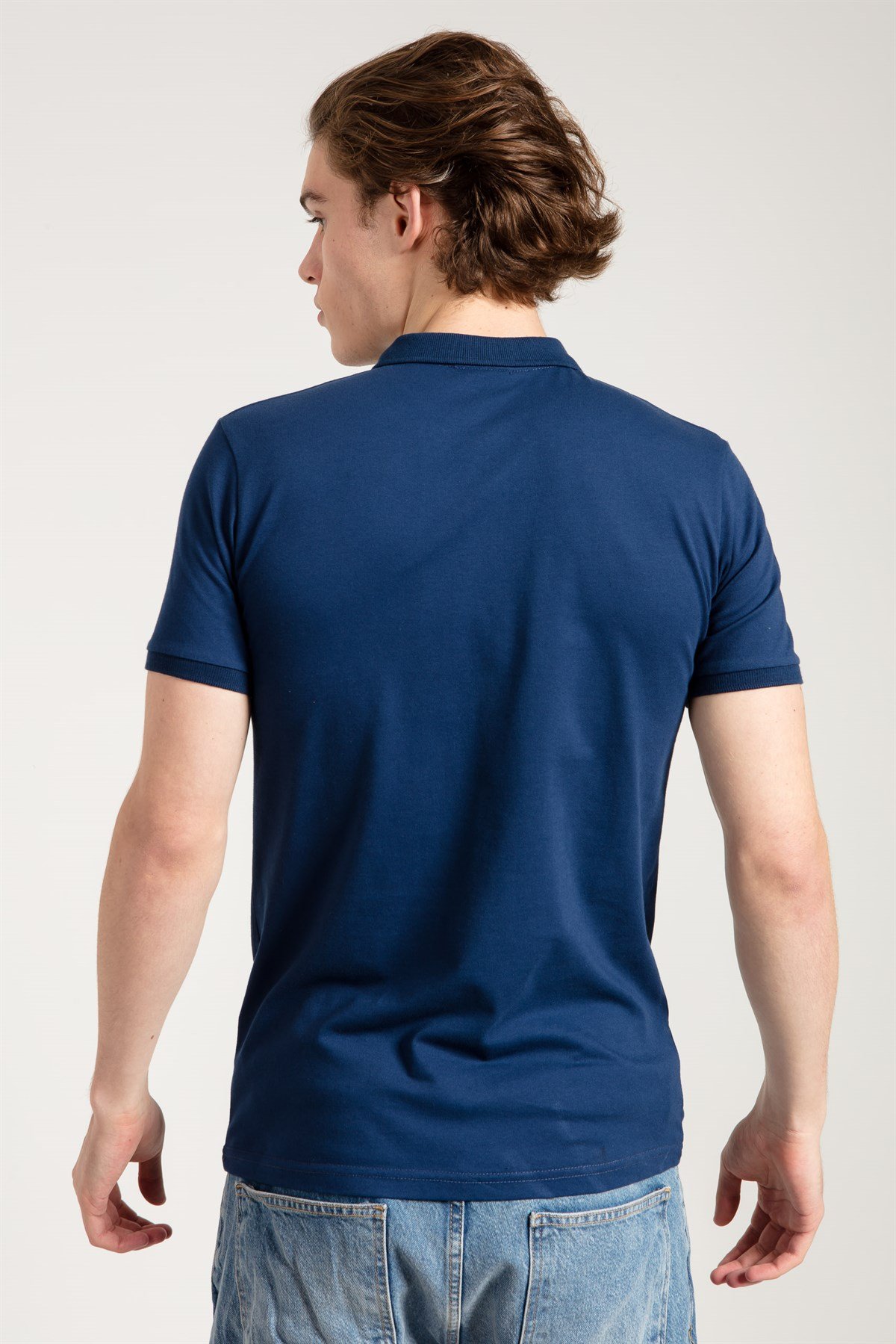 Classic Polo Collared T-shirt in Navy Blue