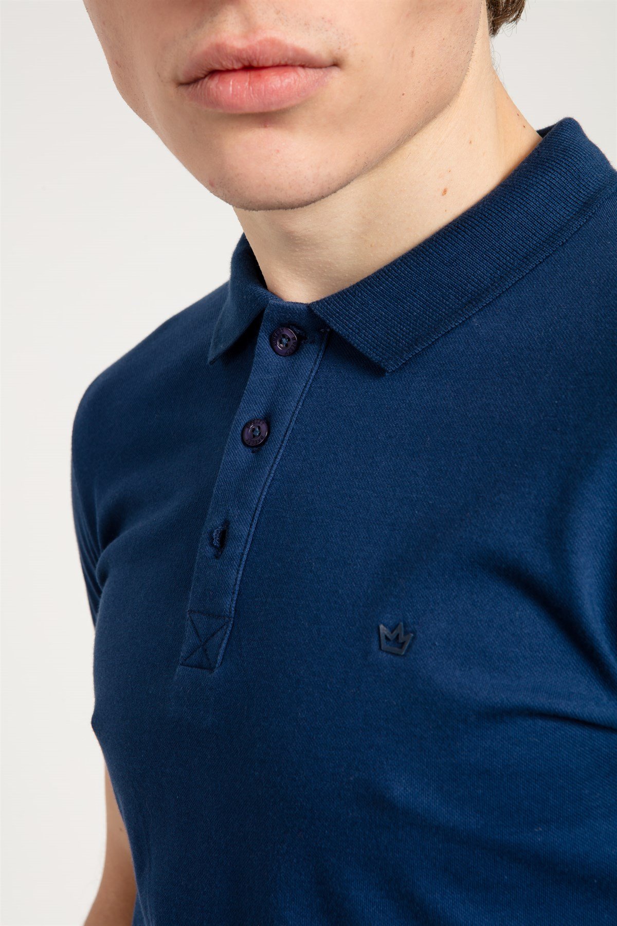 Classic Polo Collared T-shirt in Navy Blue