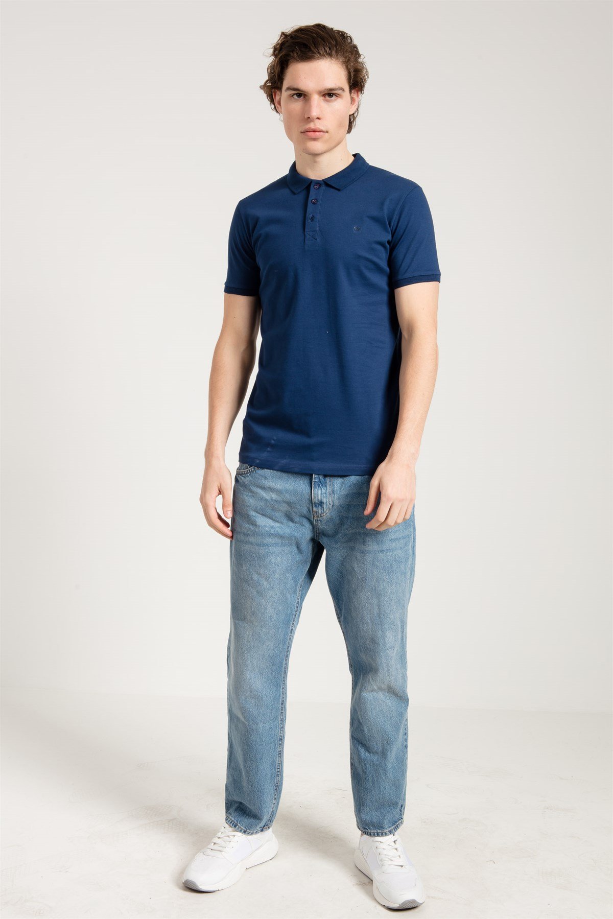 Classic Polo Collared T-shirt in Navy Blue