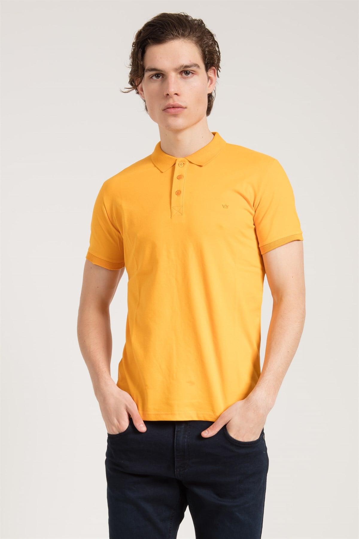 Erkek Sarı Klasik Polo Yaka T-Shirt