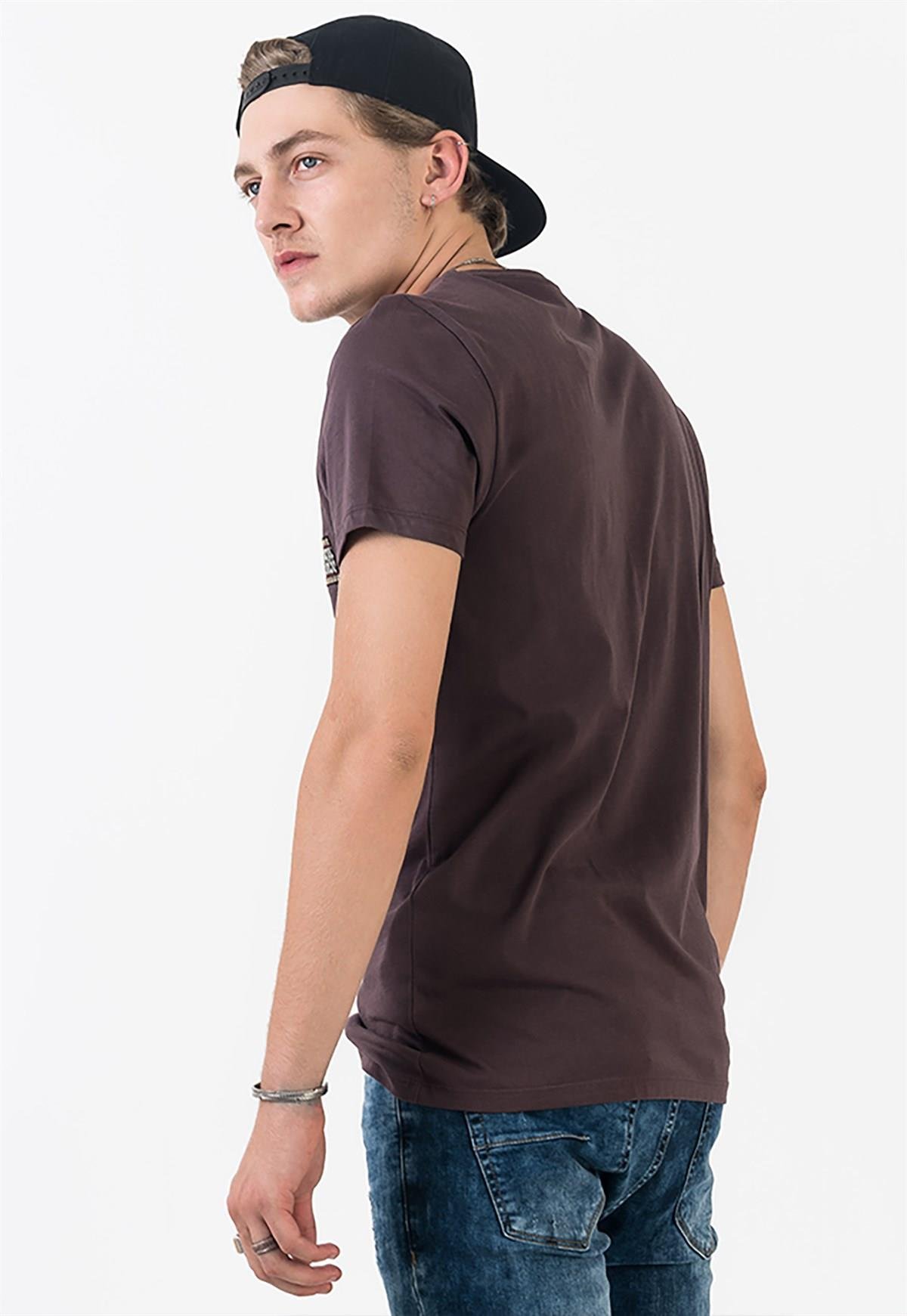 Aztec Striped T-shirt in Brown