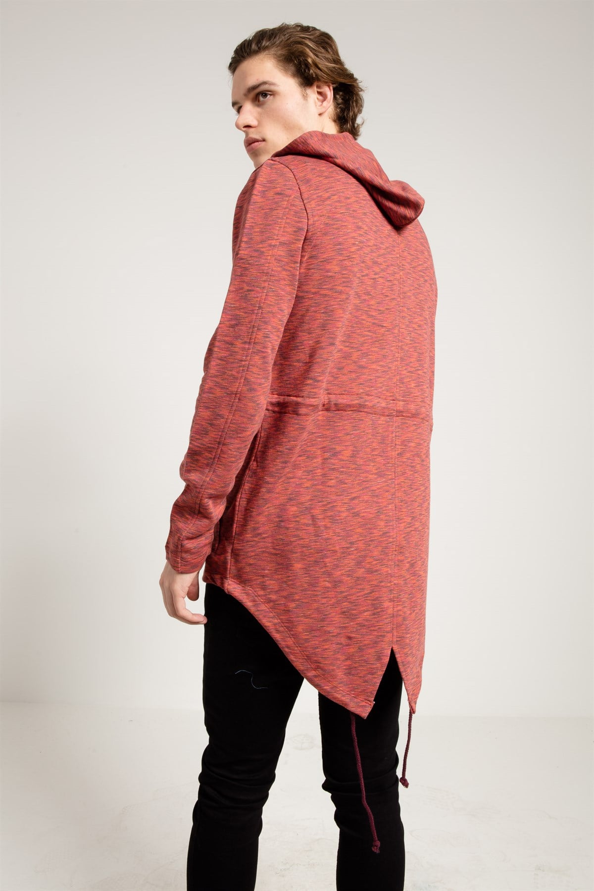 Zipped Hoodie in Multi Red with Side Pockets