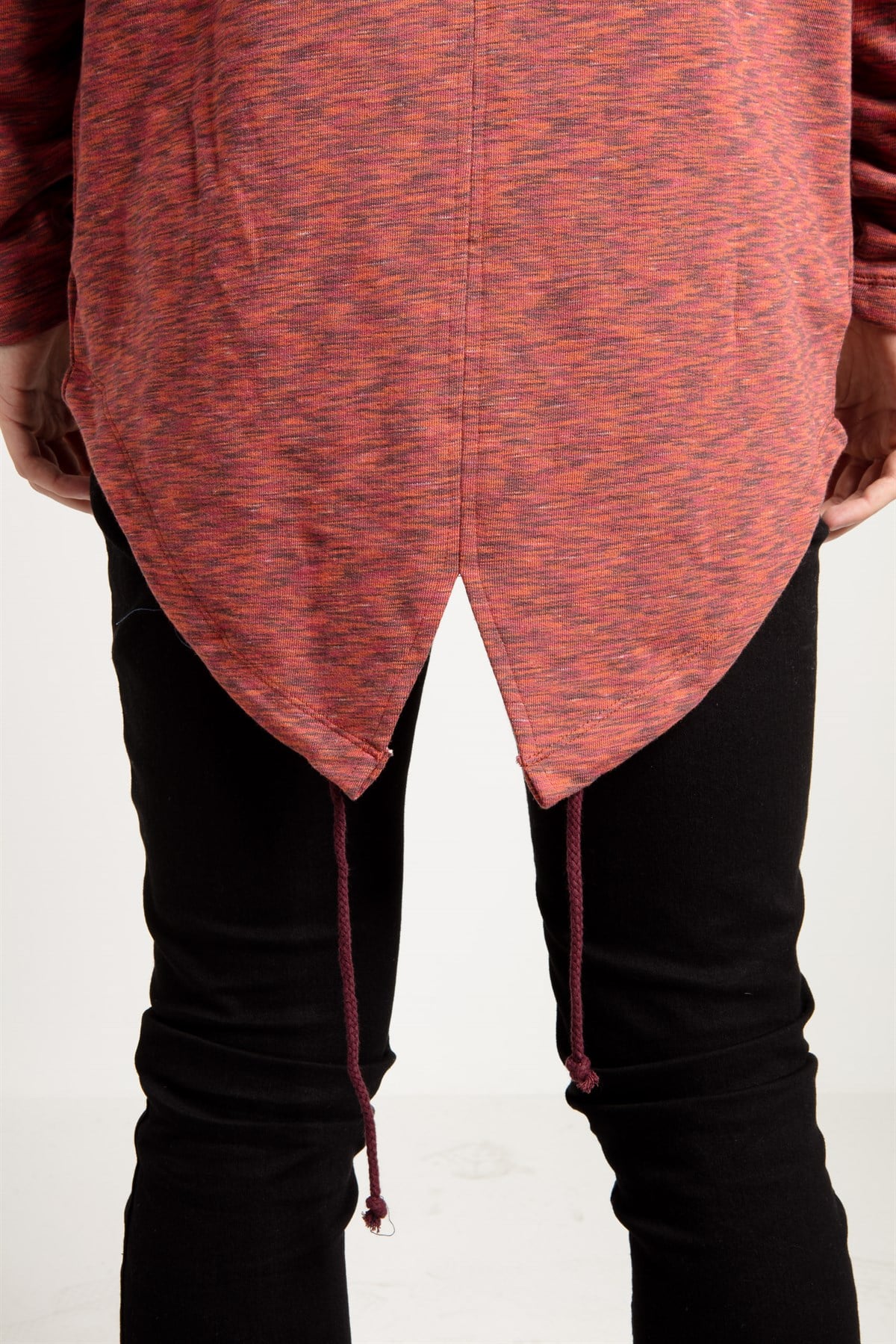 Zipped Hoodie in Multi Red with Side Pockets