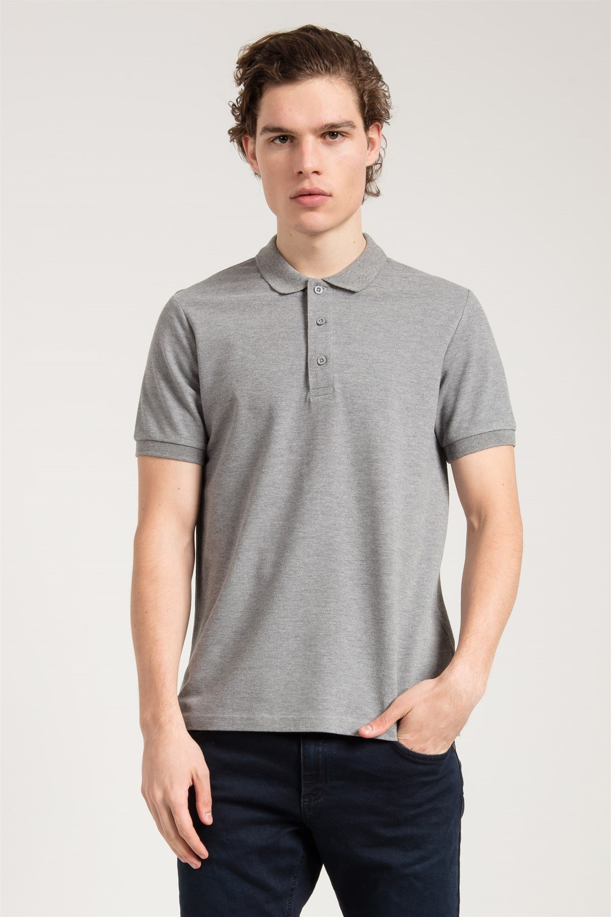 Polo Collared T-shirt in Grey
