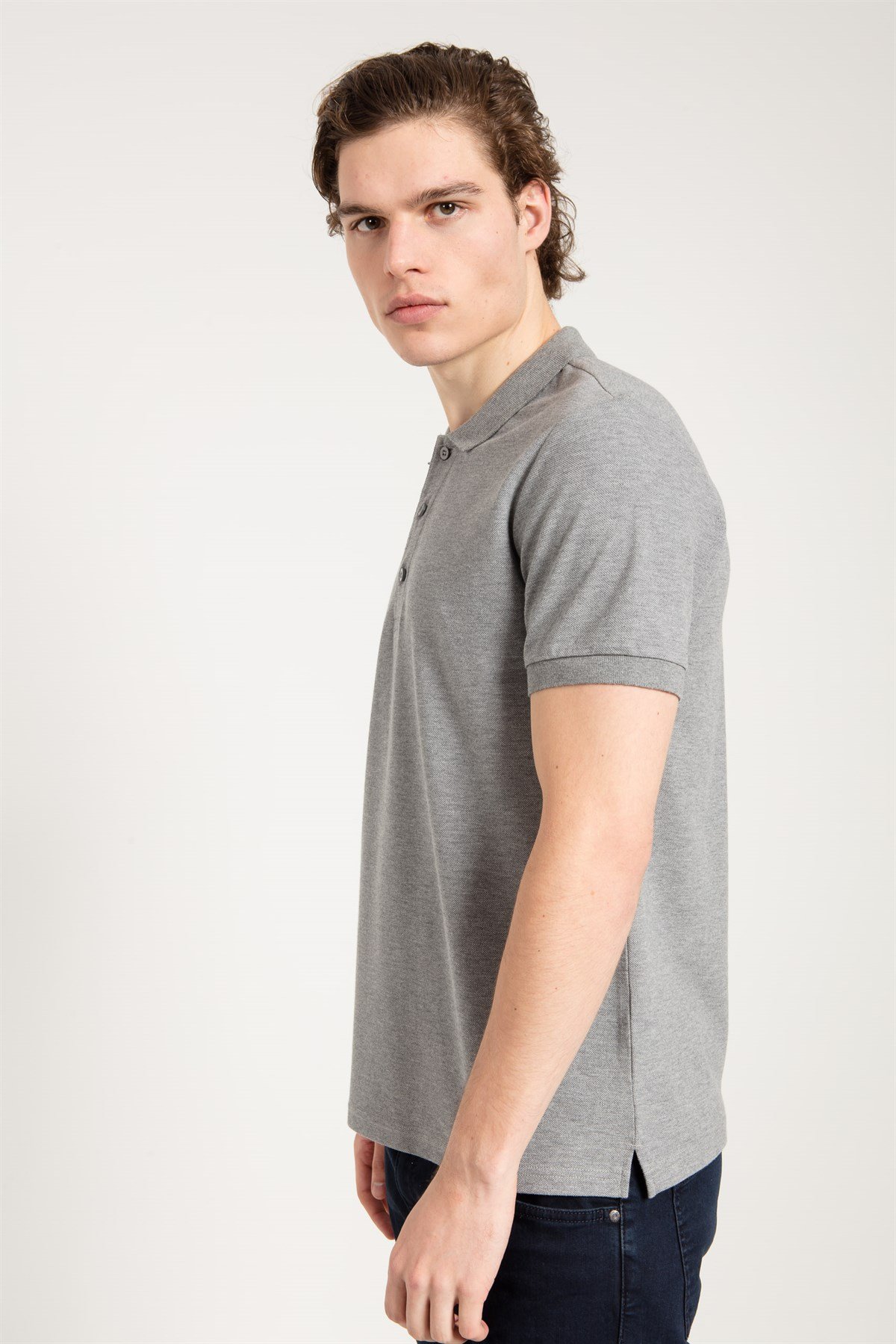 Polo Collared T-shirt in Grey