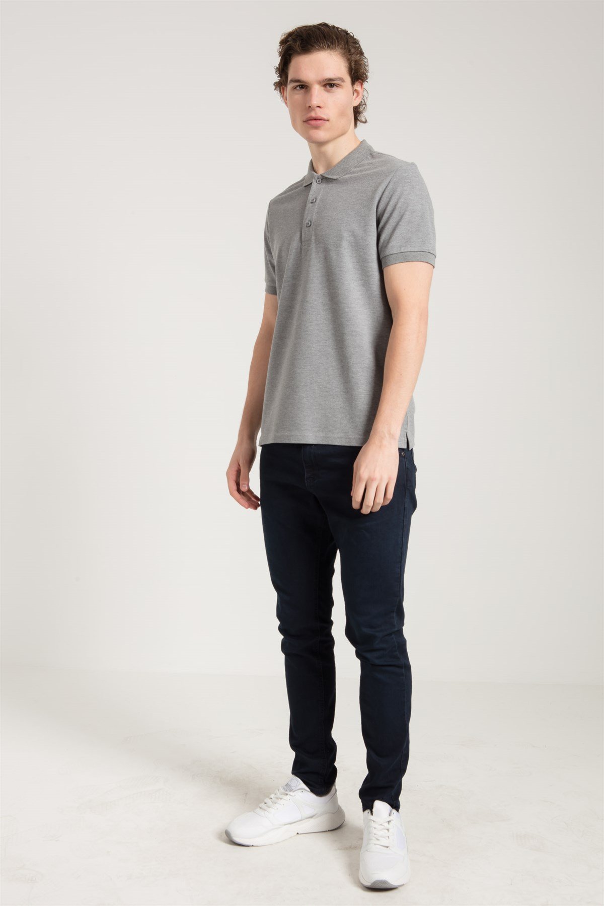 Polo Collared T-shirt in Grey