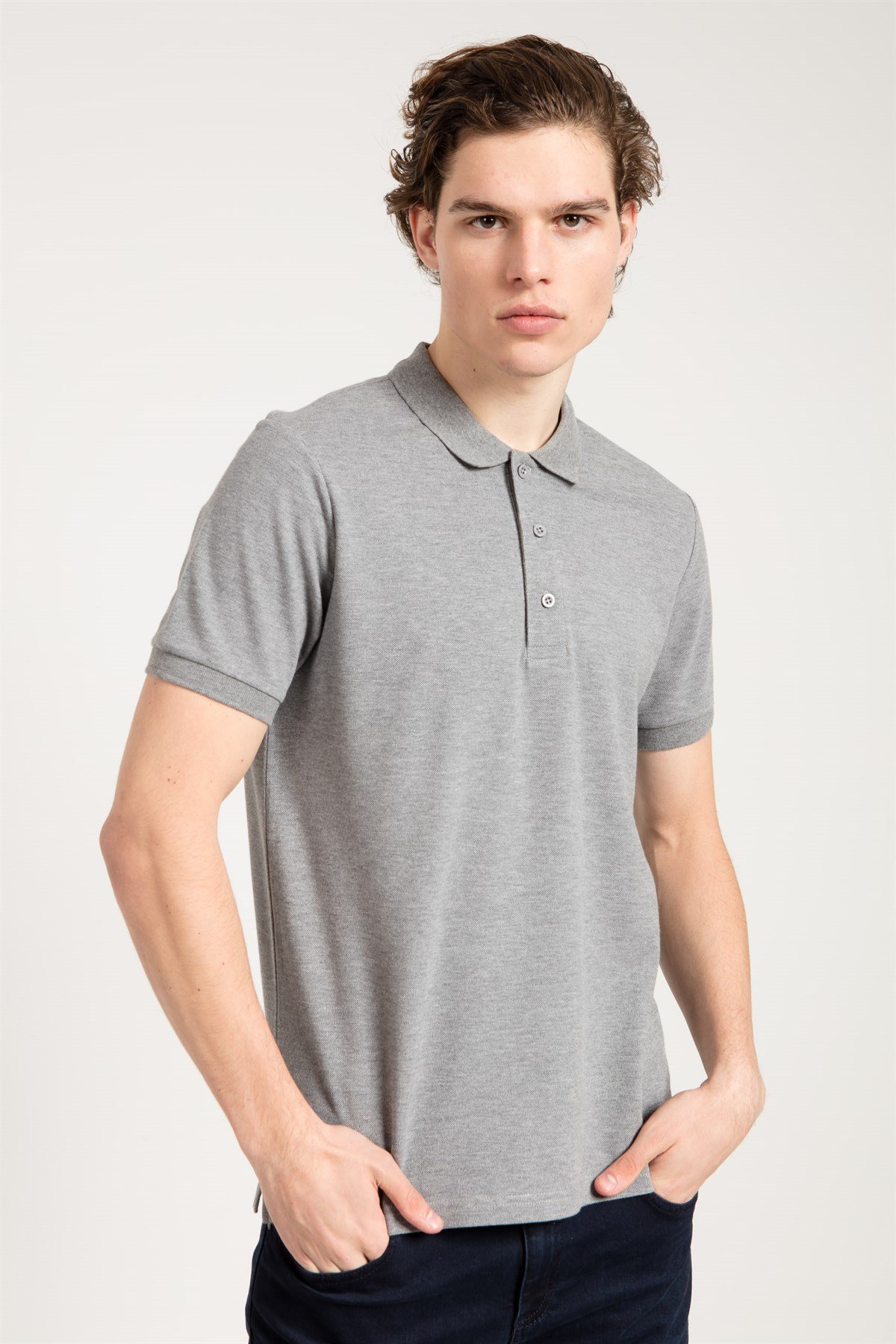 Polo Collared T-shirt in Grey