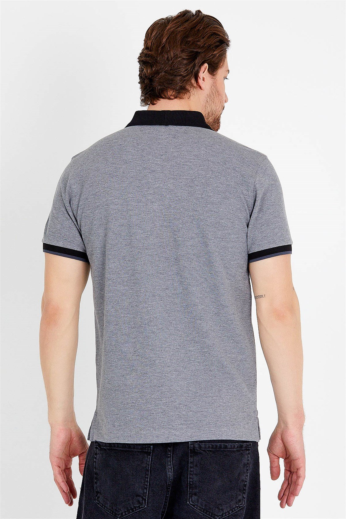 Polo T-shirt in Grey with Short Sleeves