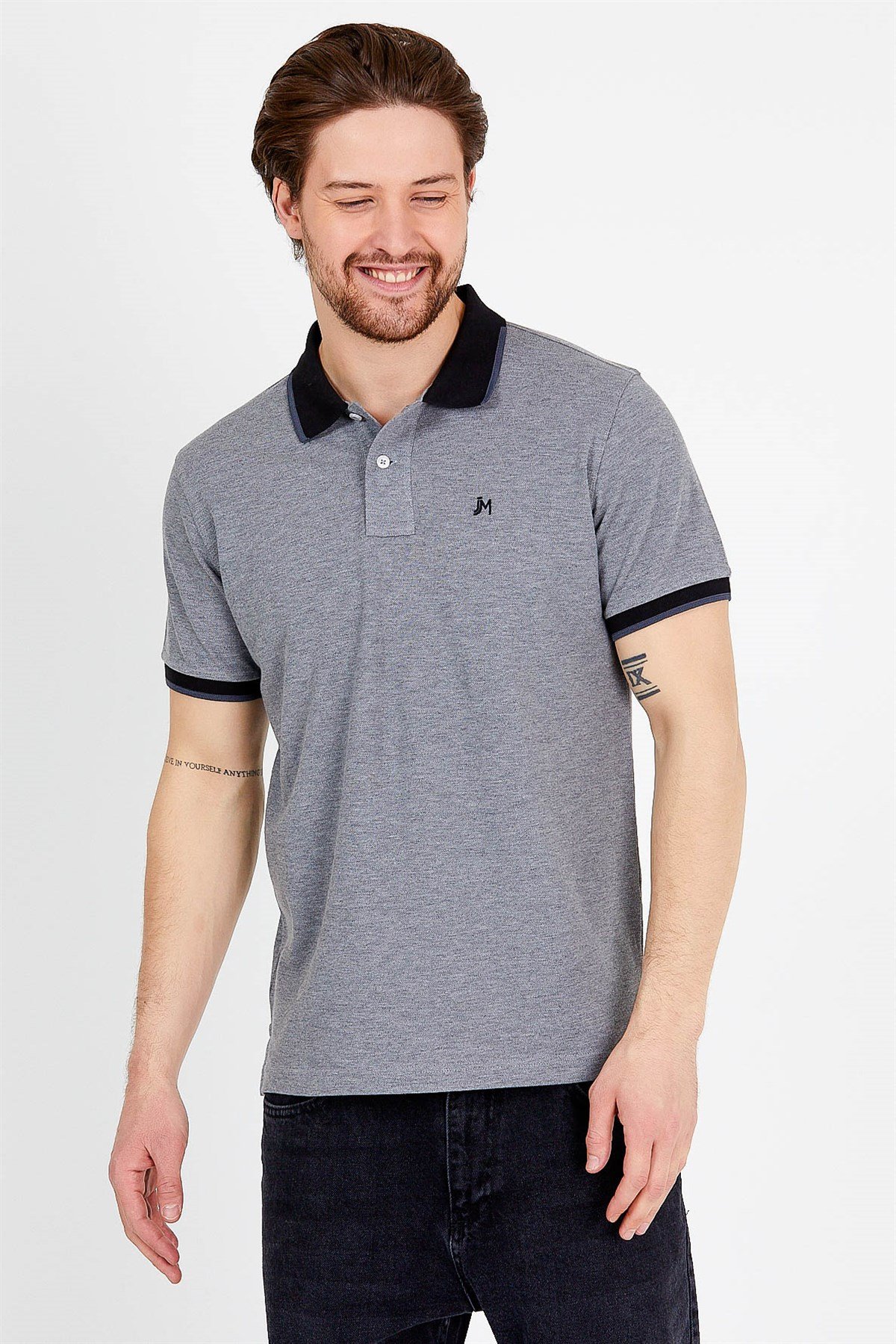 Polo T-shirt in Grey with Short Sleeves