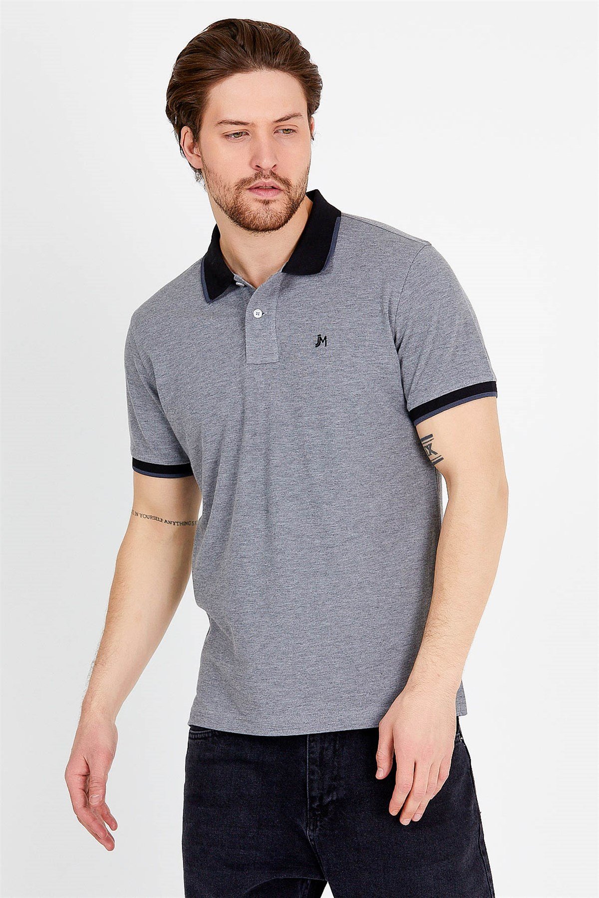 Polo T-shirt in Grey with Short Sleeves