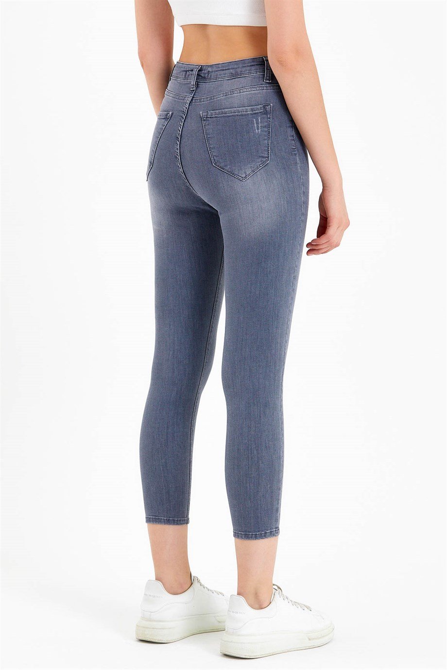 Gri Yüksek Bel Skinny Jeans