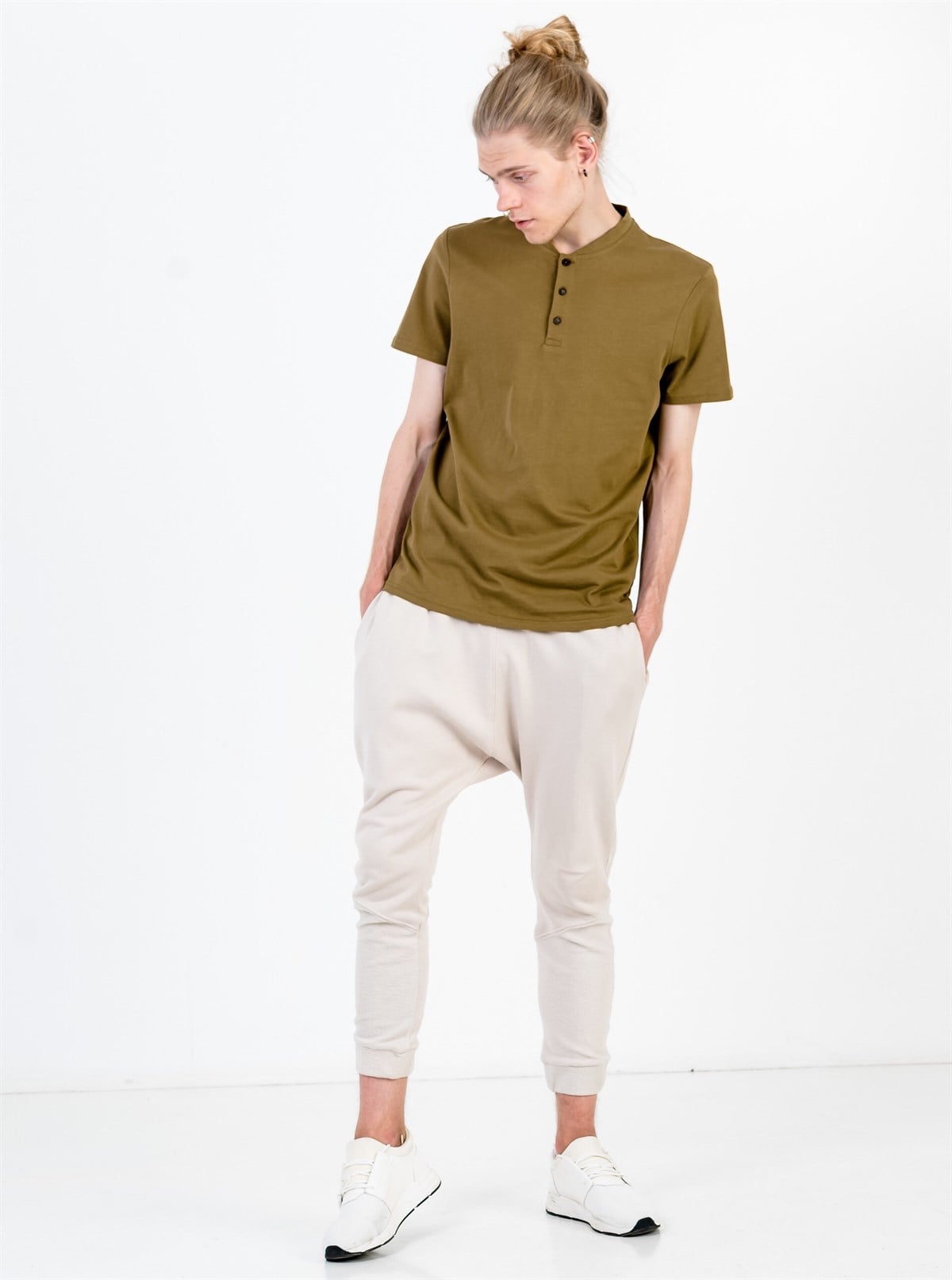Haki Klasik Slim Fit Erkek T-shirt