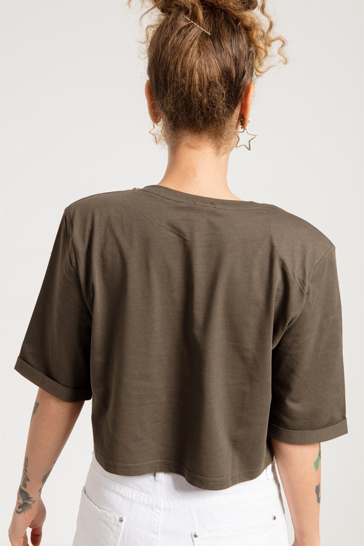 Crop Fit T-shirt in Khaki 