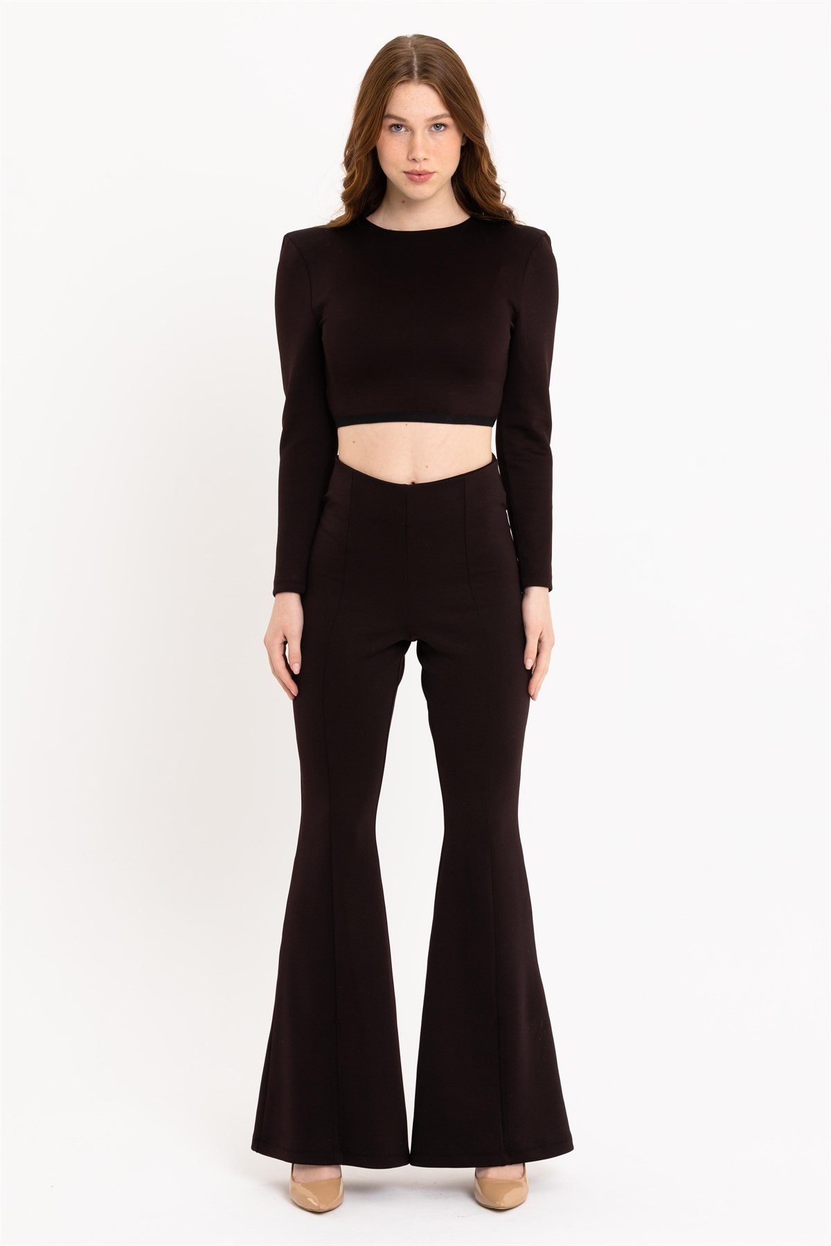 İspanyol Paça Yüksek Bel Siyah Pantolon