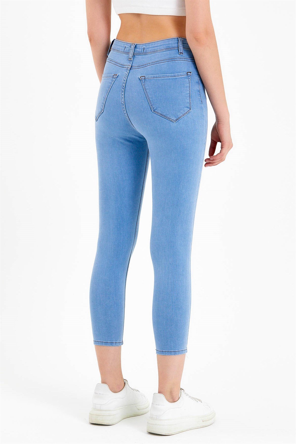 Kadın Yüksek Bel Skinny Fit Mavi Jean