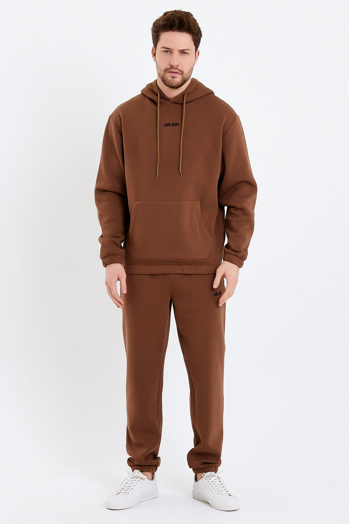 Kahverengi Nakışlı Erkek Eşofman Takımı