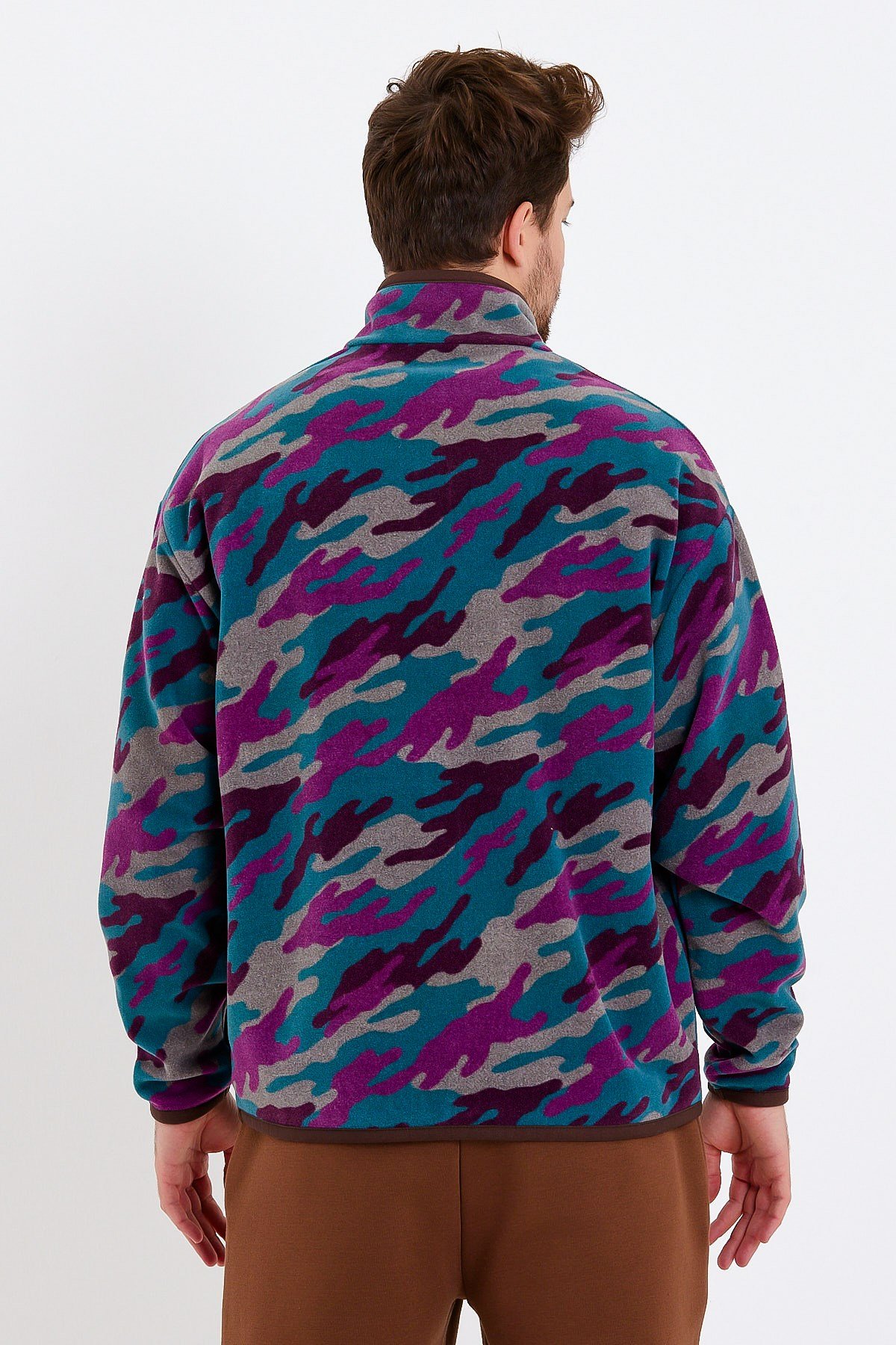 Kamuflaj Baskılı Fermuarlı Polar Ceket