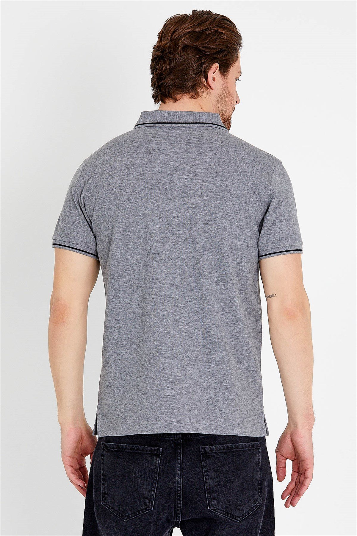 Polo  T-shirt in Grey with Short Sleeves