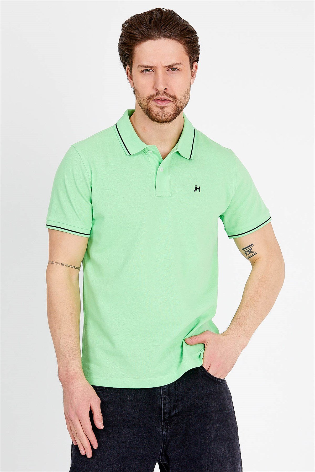 Polo T-shirt in Green with Short Sleeves