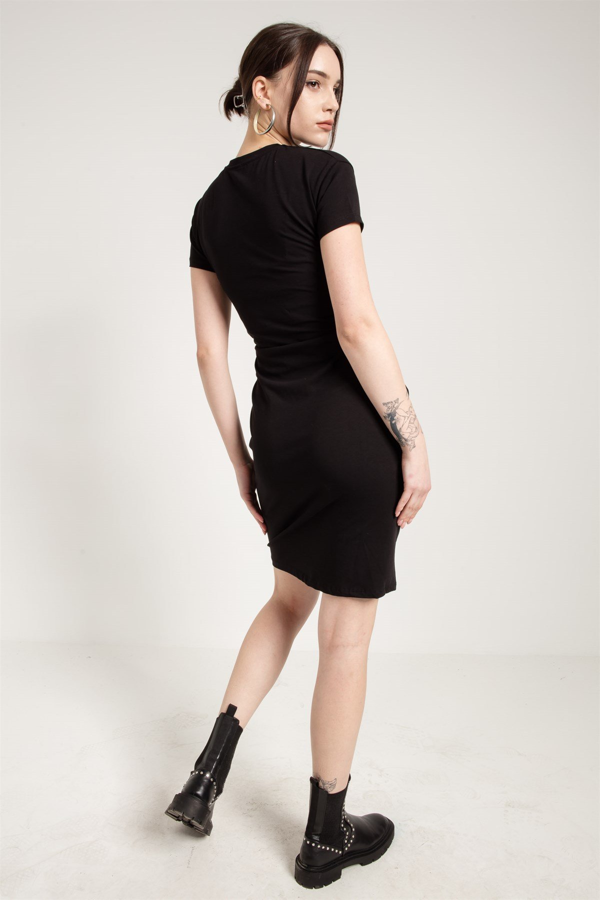 Corset Detail Midi Dress in Black