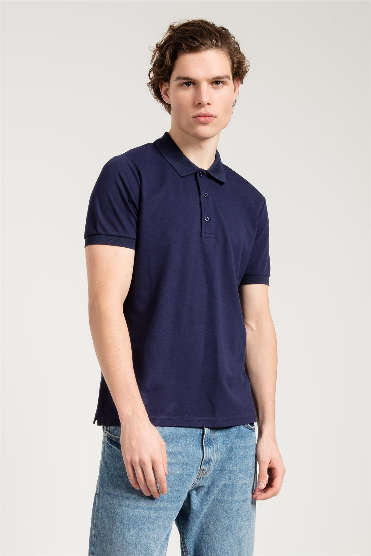 Polo Collared T-shirt in Navy Blue 