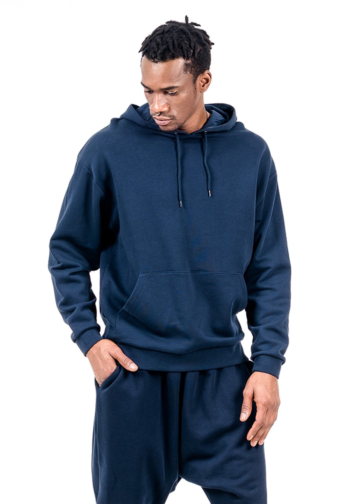 Oversized Hoodie in Navy with Pouch Pocket