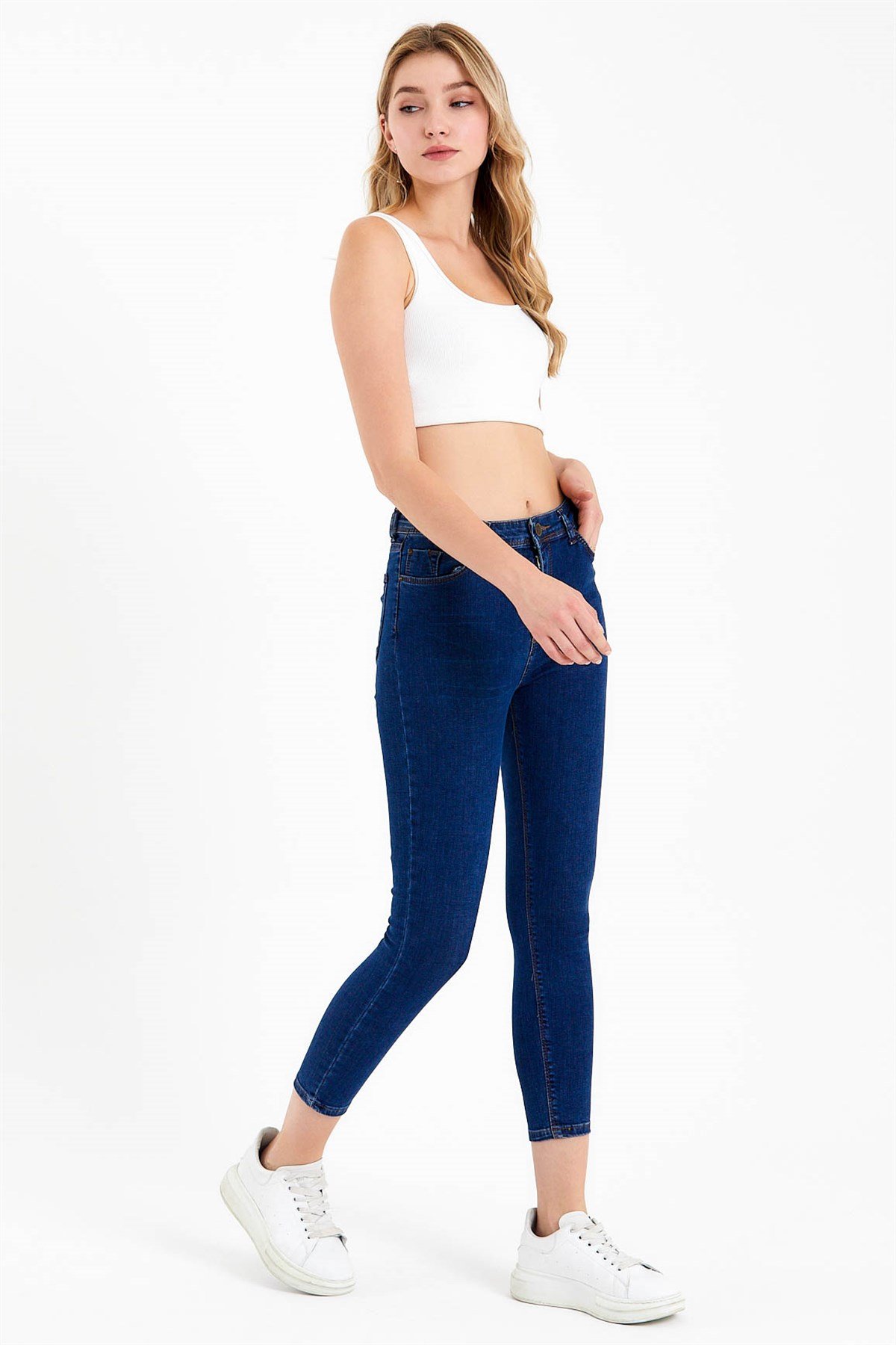 Lacivert Yüksek Bel Skinny Fit Jean