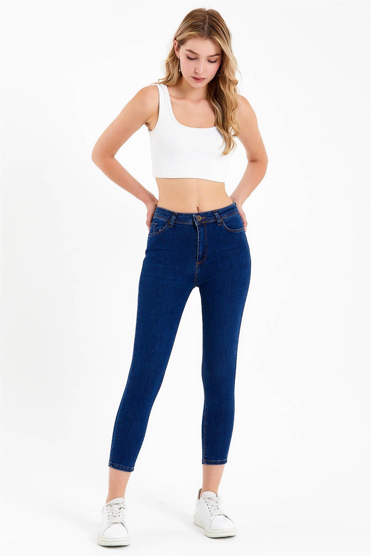 Lacivert Yüksek Bel Skinny Fit Jean