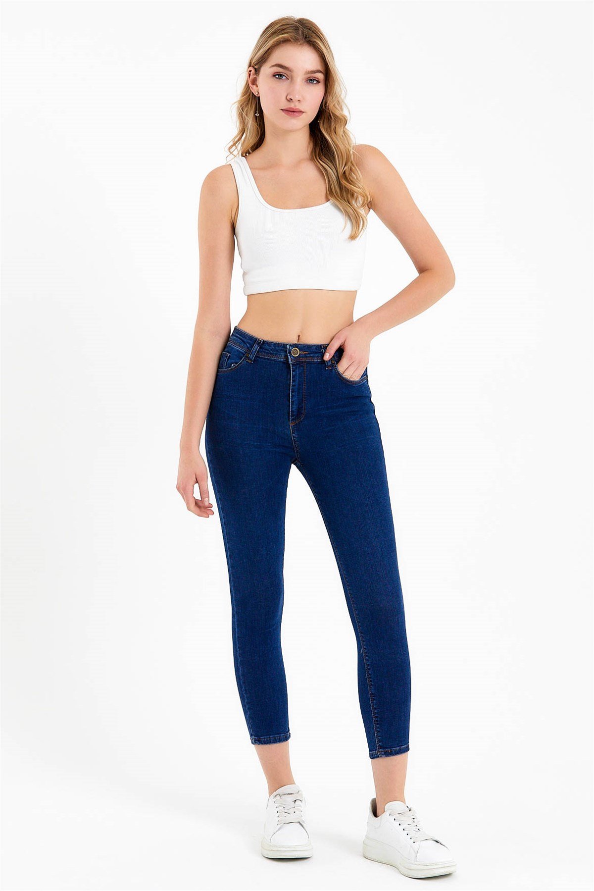Lacivert Yüksek Bel Skinny Fit Jean