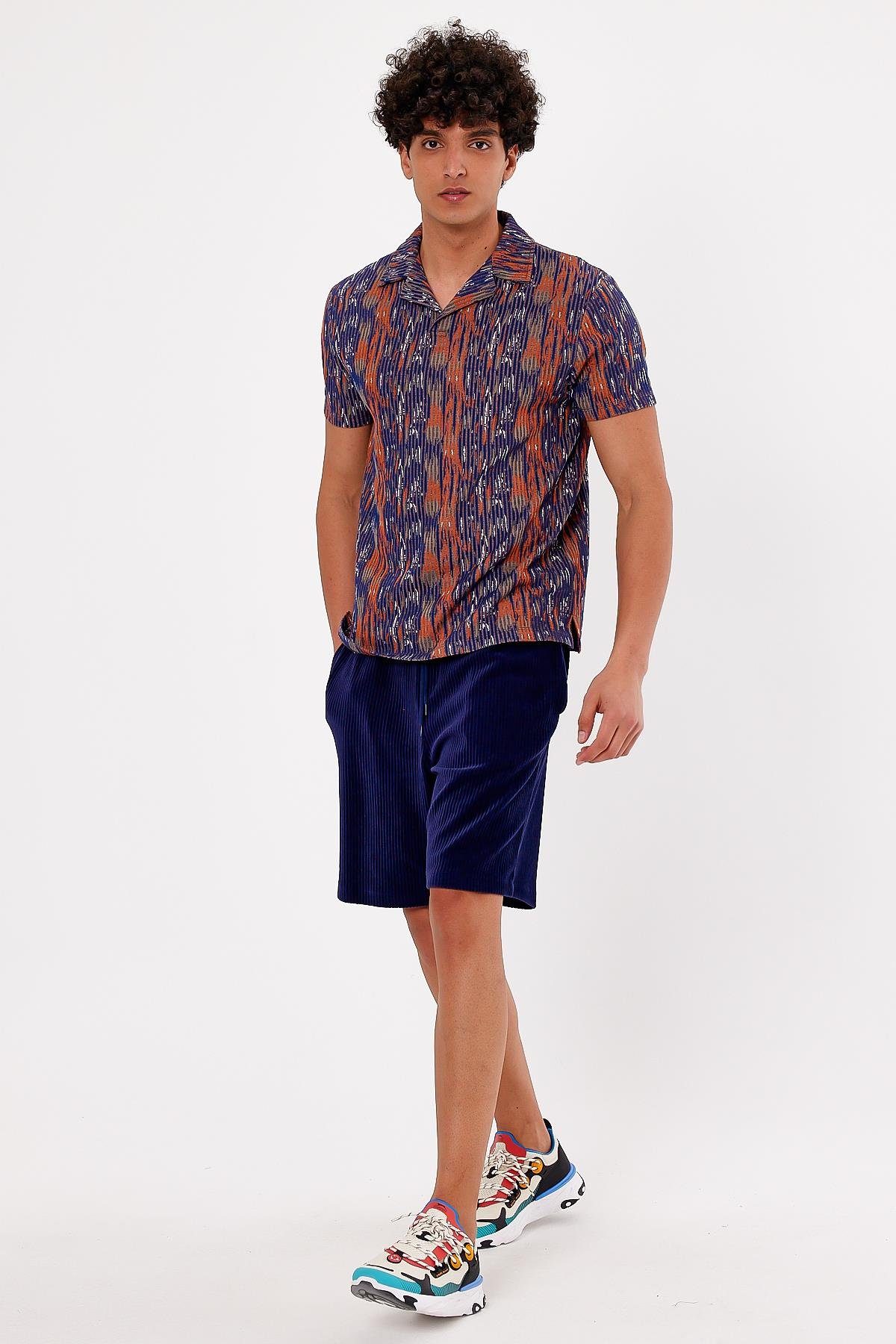 Metraj Baskılı Polo Yaka Erkek T-shirt