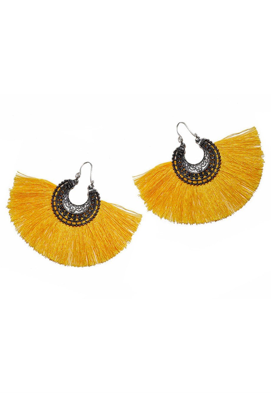 MULIER BULIA El Yapımı Sarı Püsküllü Küpe