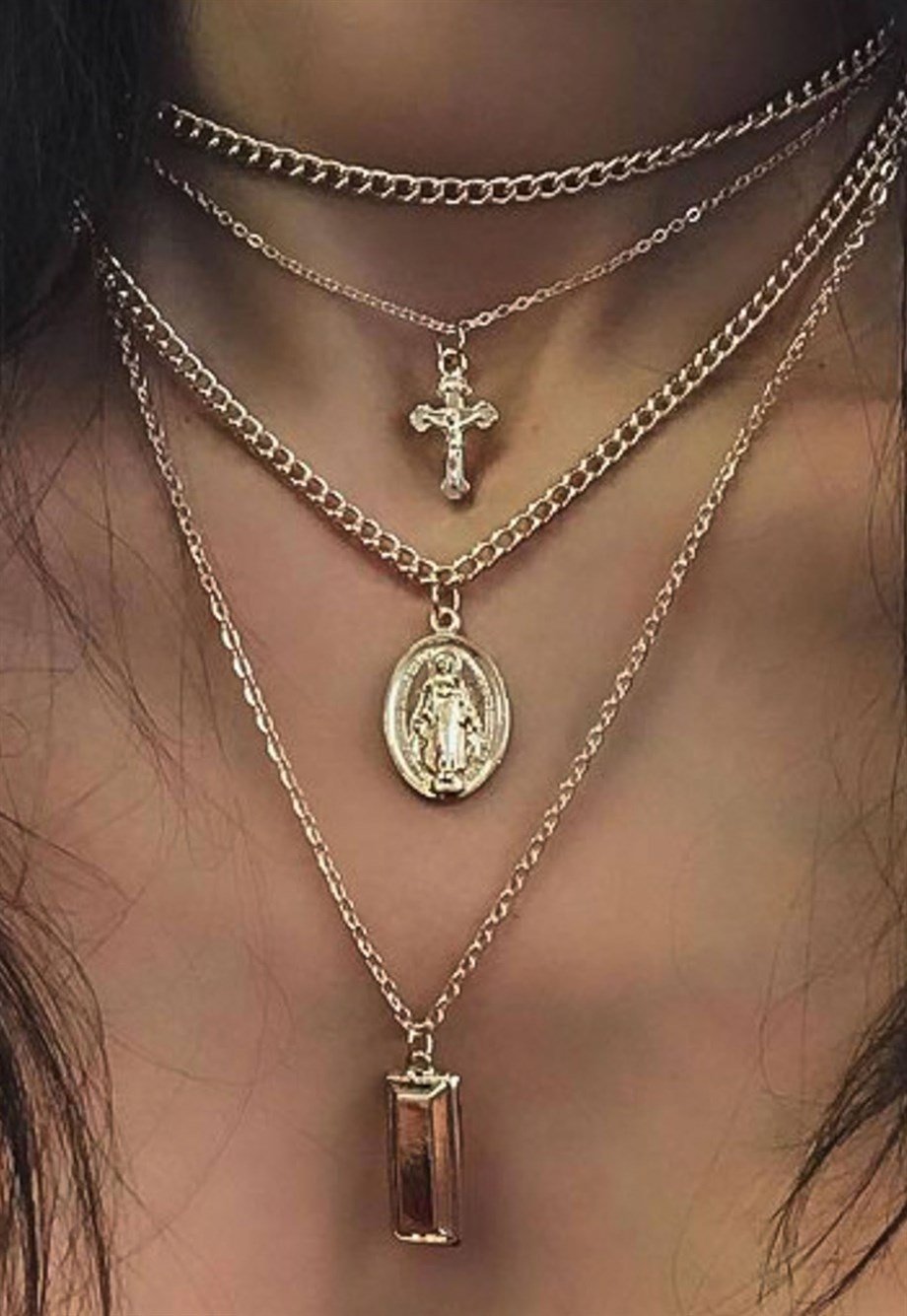 MULIER BULIA Haçlı Çok Katmanlı Kolye