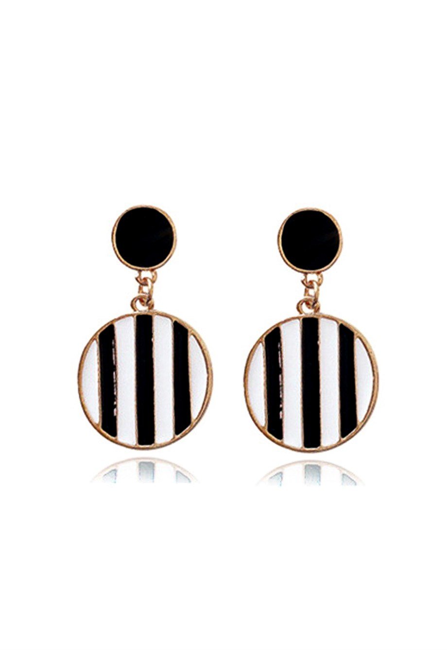 MULIER BULIA Siyah Beyaz Çizgili Gold Küpe