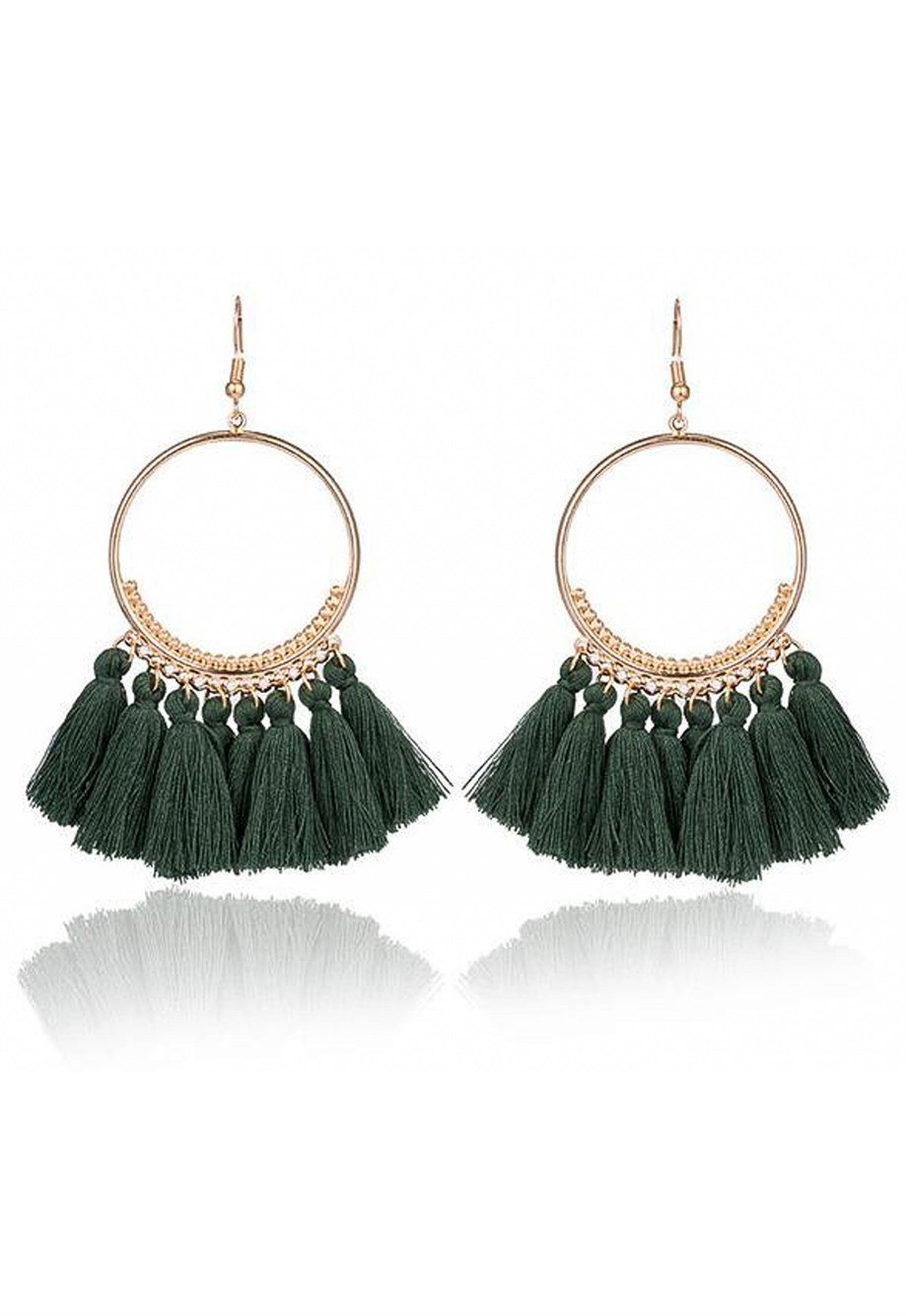 MULIER BULIA Yeşil Püsküllü Küpe