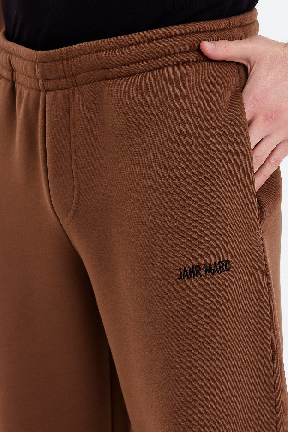 Nakışlı Oversize Kahverengi Erkek Eşofman Altı